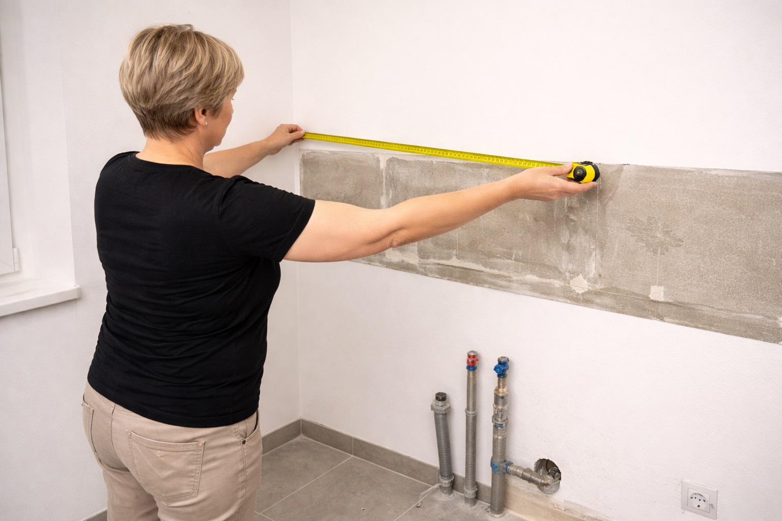 Процесс замера кухни специалистом